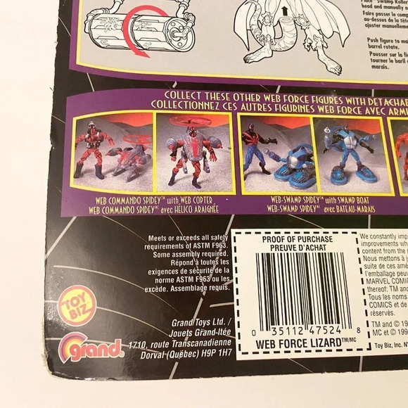 Vintage 1997 Spider Man Web Force Spider Smash Lizard Action Figure Toy Biz - Picture 3 of 16